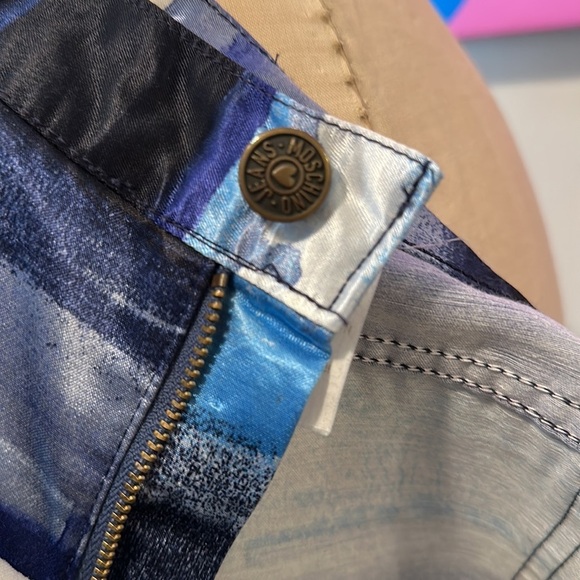 Moschino Jeans Stretch Satin Blue White Pants The Nanny - Picture 11 of 11